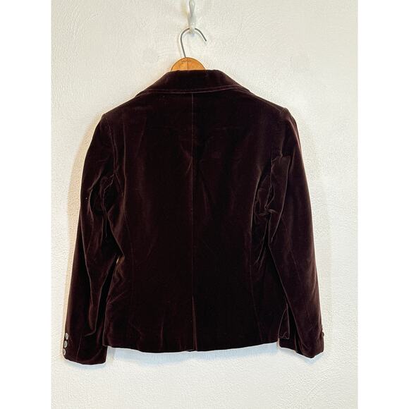 Vintage John Meyer Velvet Two Button Lined Blazer 8 Dark Brown Classic Preppy - Picture 6 of 14